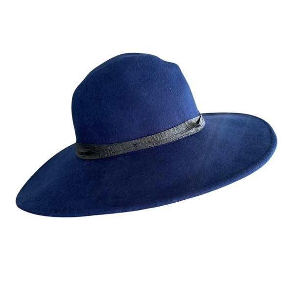 Free People Matador Hat Womens One Size Blue Wool Wide Brim Boho Indie Western main image 8